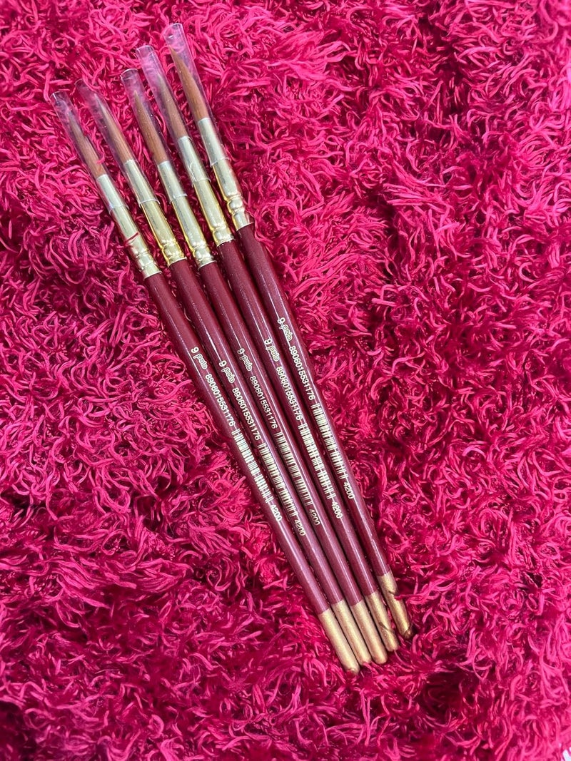 POLO Synthetic Hair Round Brushes 9 | Pack of 5 | Premium Fine Detail Paintbrush Set for Artists, Miniature, Watercolor & Acrylic Painting | Soft Bristles for Smooth & Precise Strokes - Image 5