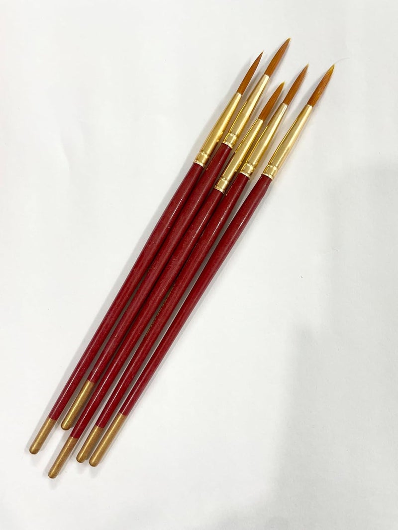 POLO Synthetic Hair Round Brushes 9 | Pack of 5 | Premium Fine Detail Paintbrush Set for Artists, Miniature, Watercolor & Acrylic Painting | Soft Bristles for Smooth & Precise Strokes - Image 4