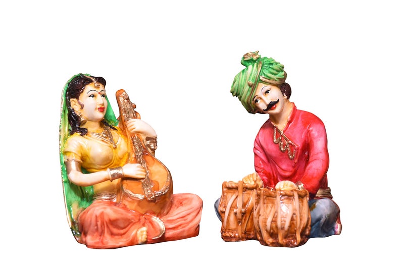 Mariner's Creation Rajasthani Couple Cultural Statue for Livingroom,Bedroom,OfficeShowpiece for Home Decor Decorative Items Material- Resin and Marble Size-14X8.X16.5CM - Image 5