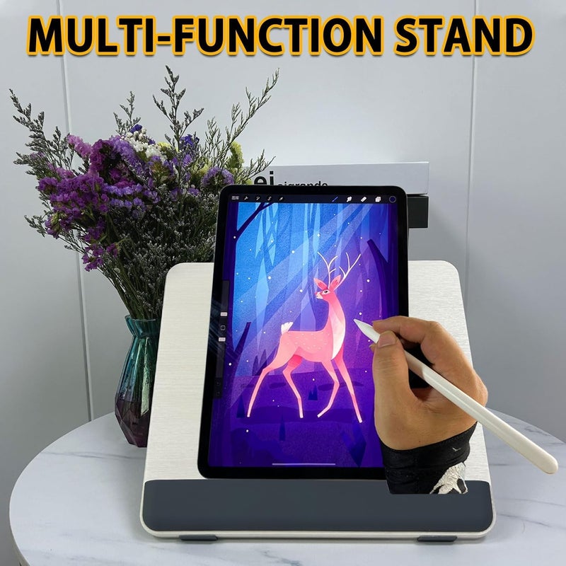 KASTWAVE Wooden Laptop Tablet Stand, Adjustable Height, Portable Foldable Design, Ergonomic Computer Holder for Desk, Drawing, Writing, Phone, Non-Slip Base, Cooling Vent, Multi-Angle Height - Image 2