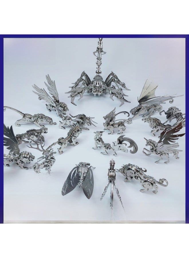 Steel Magic 3D Metal Puzzle Blue Dragon Scorpion King Zodiac Zhuque Dream DIY Toy Exclusive-Color:Zhuque DIY  - Image 2