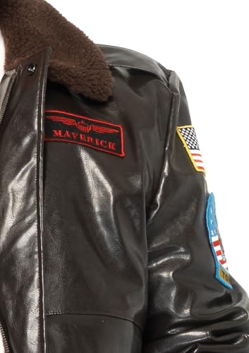 Leg Avenue Mens Licensed Top Gun Bomber Jacket, SMALL, Brown - Image 4
