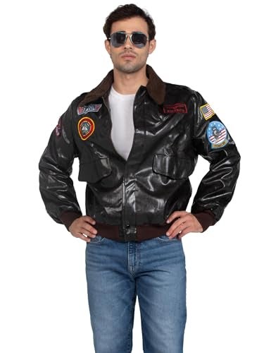 Leg Avenue Mens Licensed Top Gun Bomber Jacket, SMALL, Brown - Image 1