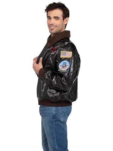 Leg Avenue Mens Licensed Top Gun Bomber Jacket, SMALL, Brown - Image 2