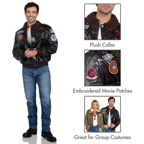 Leg Avenue Mens Licensed Top Gun Bomber Jacket, SMALL, Brown - Image 5
