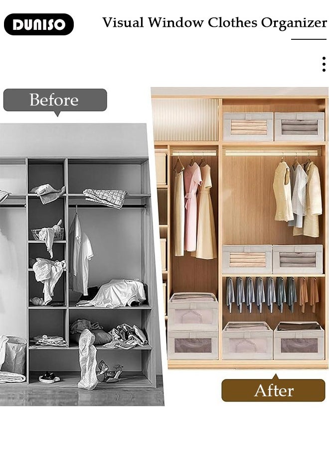 DUNISO 3 Pack Wardrobe Clothes Organizer,Closet Storage Boxes and Storage Foldable Jeans Drawer Closet Organizer,Clothes Storage Bins,Fabric Organizer Clothes Storage with Clear Window for Clothes, Jeans, Pants, Sweaters, Dress (3 Pcs)  - Image 2