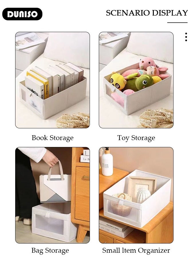 DUNISO 3 Pack Wardrobe Clothes Organizer,Closet Storage Boxes and Storage Foldable Jeans Drawer Closet Organizer,Clothes Storage Bins,Fabric Organizer Clothes Storage with Clear Window for Clothes, Jeans, Pants, Sweaters, Dress (3 Pcs)  - Image 3