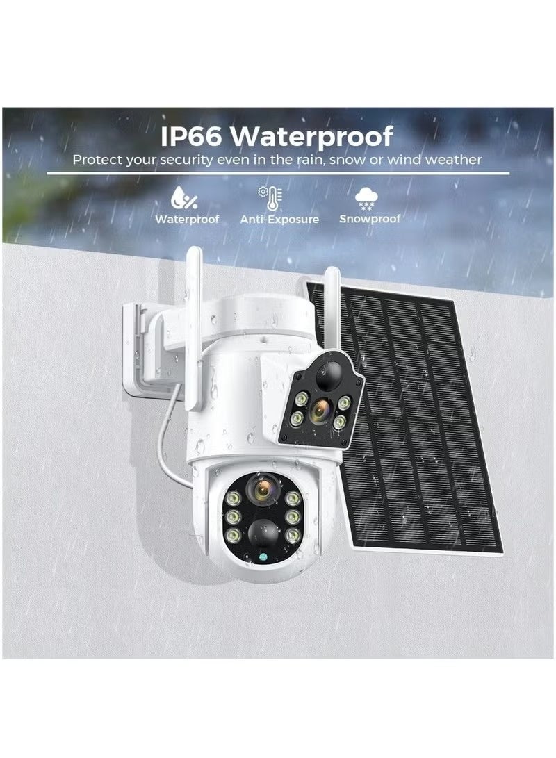 JORTAN 8MP Dual Lens Solar WiFi Outdoor PTZ Security Camera | 360° Pan Tilt Wireless CCTV Camera with Motion Detection Tracking 2-Way Audio Color Night Vision IP66 Waterproof 8000mAh Battery for Home Farm Garage Outdoor Surveillance - Image 4