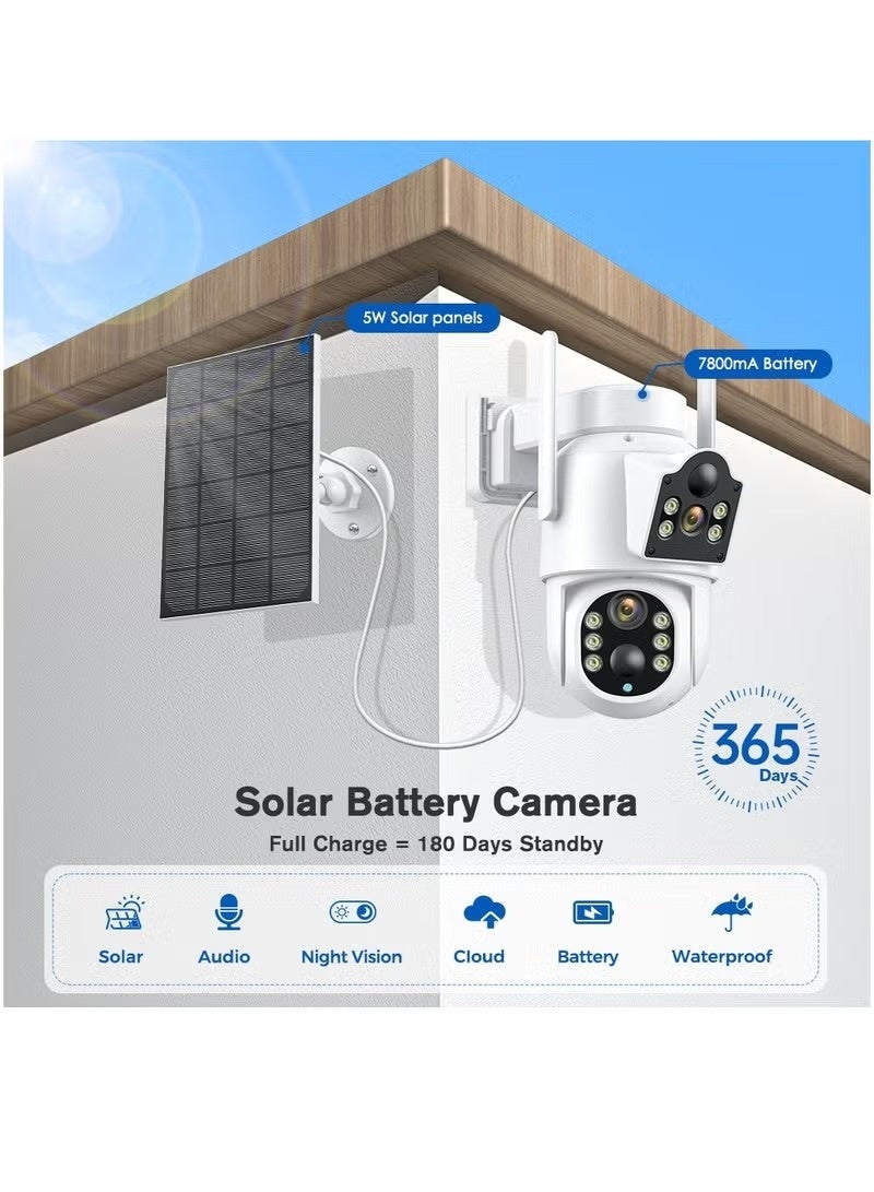 JORTAN 8MP Dual Lens Solar WiFi Outdoor PTZ Security Camera | 360° Pan Tilt Wireless CCTV Camera with Motion Detection Tracking 2-Way Audio Color Night Vision IP66 Waterproof 8000mAh Battery for Home Farm Garage Outdoor Surveillance - Image 5