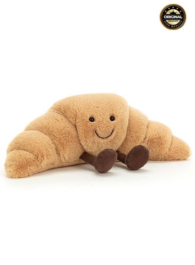 Jellycat كرواسون أميزيبلز - كرواسون قطني ناعم بوجه مبتسم وأرجل من قماش الكوردروي - 32 سم دمية طعام للأطفال، ديكور وجامعين - Image 1