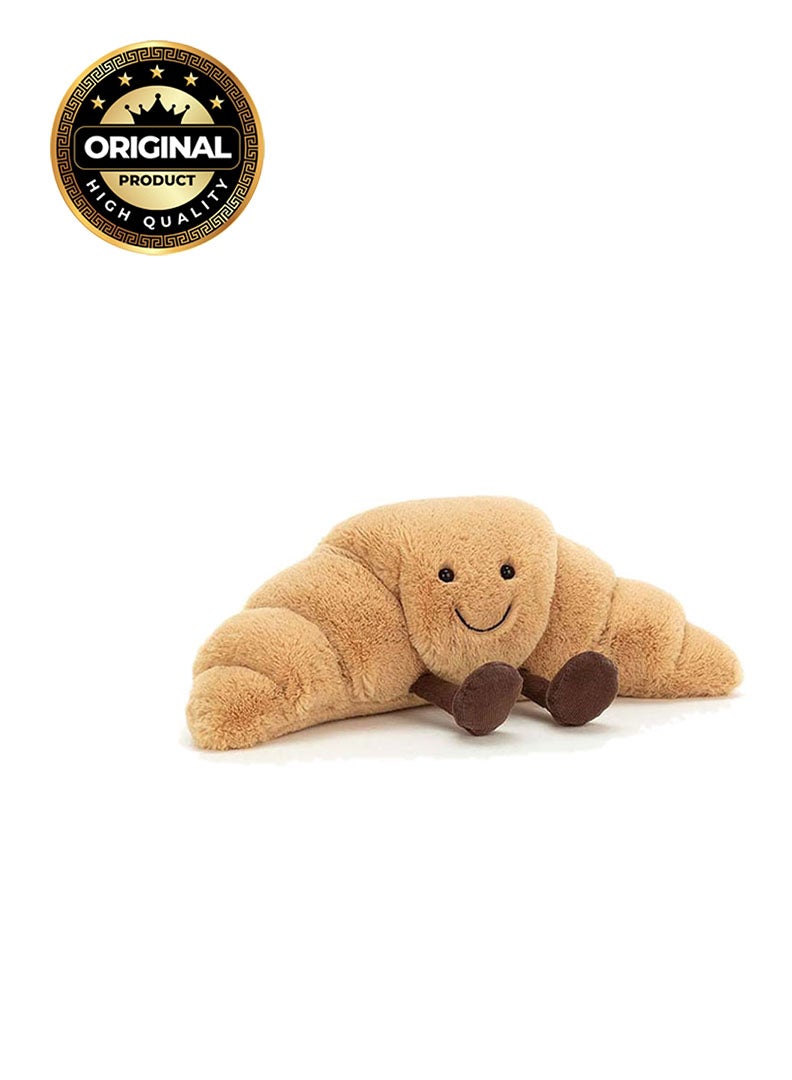 Jellycat Amuseables Croissant – Soft Plush Croissant with Smiley Face & Corduroy Legs – 32cm Food Plush for Kids, Décor & Collectors - Image 1
