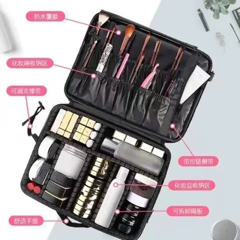 Large-Capacity Cosmetic Bag For Makeup Artists, Women'S Portable Mirror And Makeup Bag, Curly Hair Storage, Nail Art And Embroidery Tool Box - Image 3