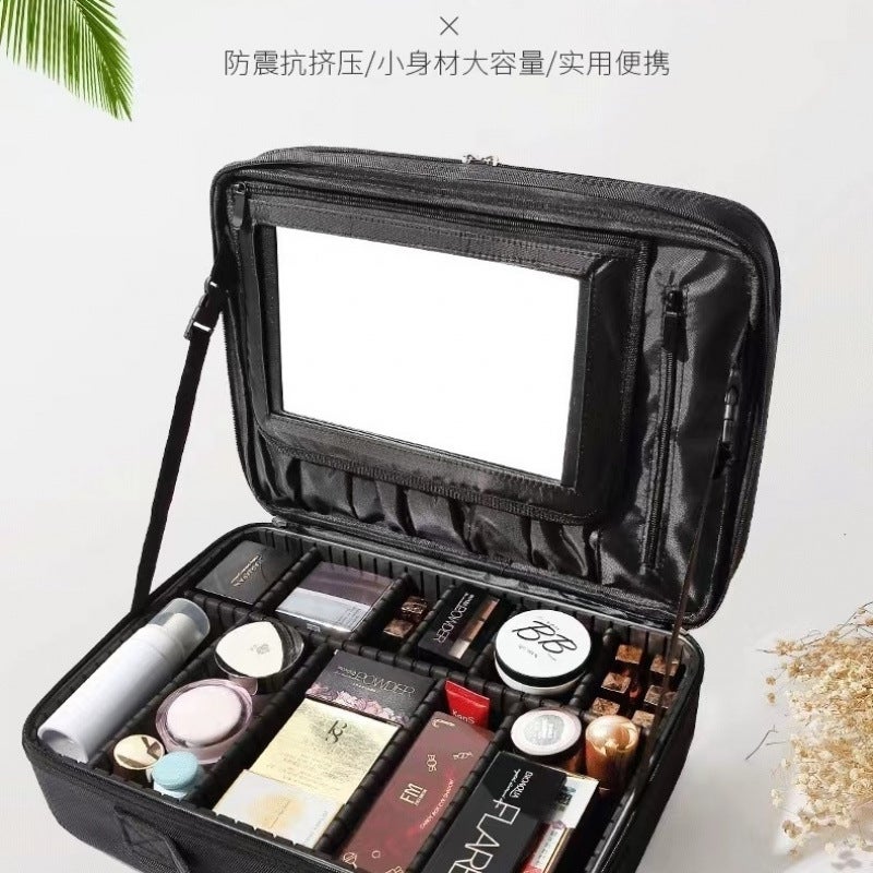 Large-Capacity Cosmetic Bag For Makeup Artists, Women'S Portable Mirror And Makeup Bag, Curly Hair Storage, Nail Art And Embroidery Tool Box - Image 2