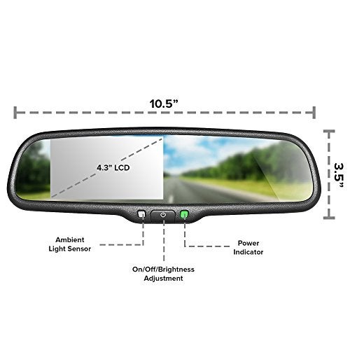 Master Tailgaters 10.5" OEM Rear View Mirror with 4.3" LCD Screen and 170° Backup Camera | Rearview Universal Fit | Auto Adjusting Brightness LCD | Anti Glare | Full Original Mirror Replacement - Image 2