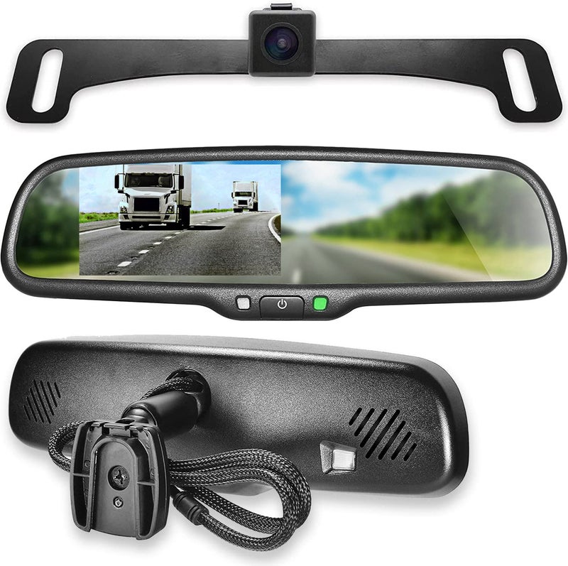 Master Tailgaters 10.5" OEM Rear View Mirror with 4.3" LCD Screen and 170° Backup Camera | Rearview Universal Fit | Auto Adjusting Brightness LCD | Anti Glare | Full Original Mirror Replacement - Image 1