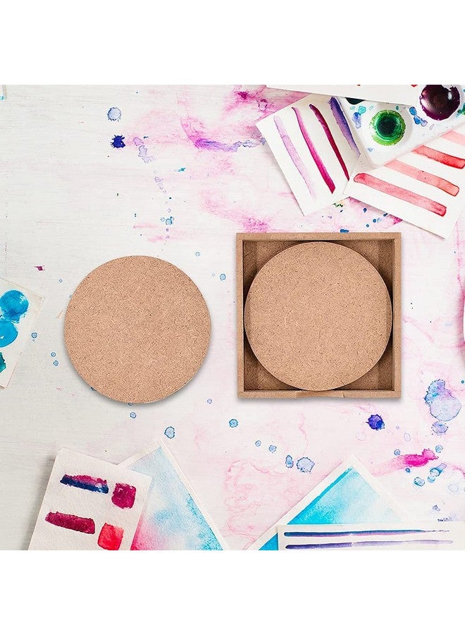 DULI MDF DIY Square Coasters with case- MDF Plain Wooden Coasters & Holder Blank Cutouts for Painting Wooden Sheet Craft, Decoupage, Resin Art Work & Decoration (DIYCoasters: 6RoundwithCase) - Image 5