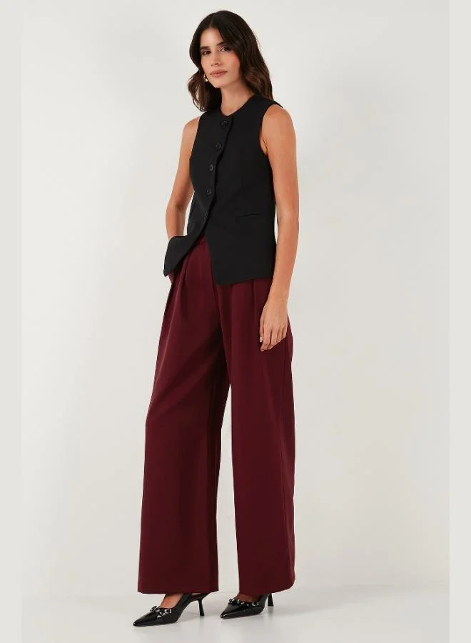 Lela Lela Pile Detail Wide Leg High Waist Wide Leg Trousers Women's Pants 6522016