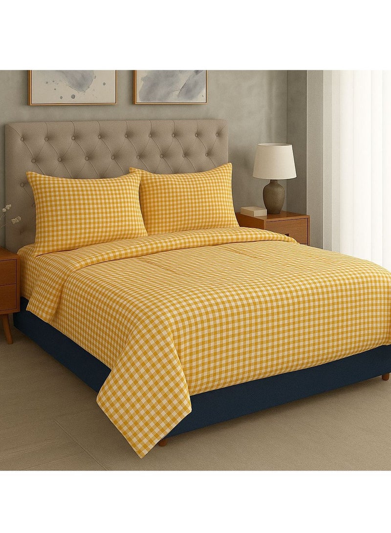 يارلن-كيس لحاف بسوستة، 220*240 سم، تصميم كاروهات اصفر