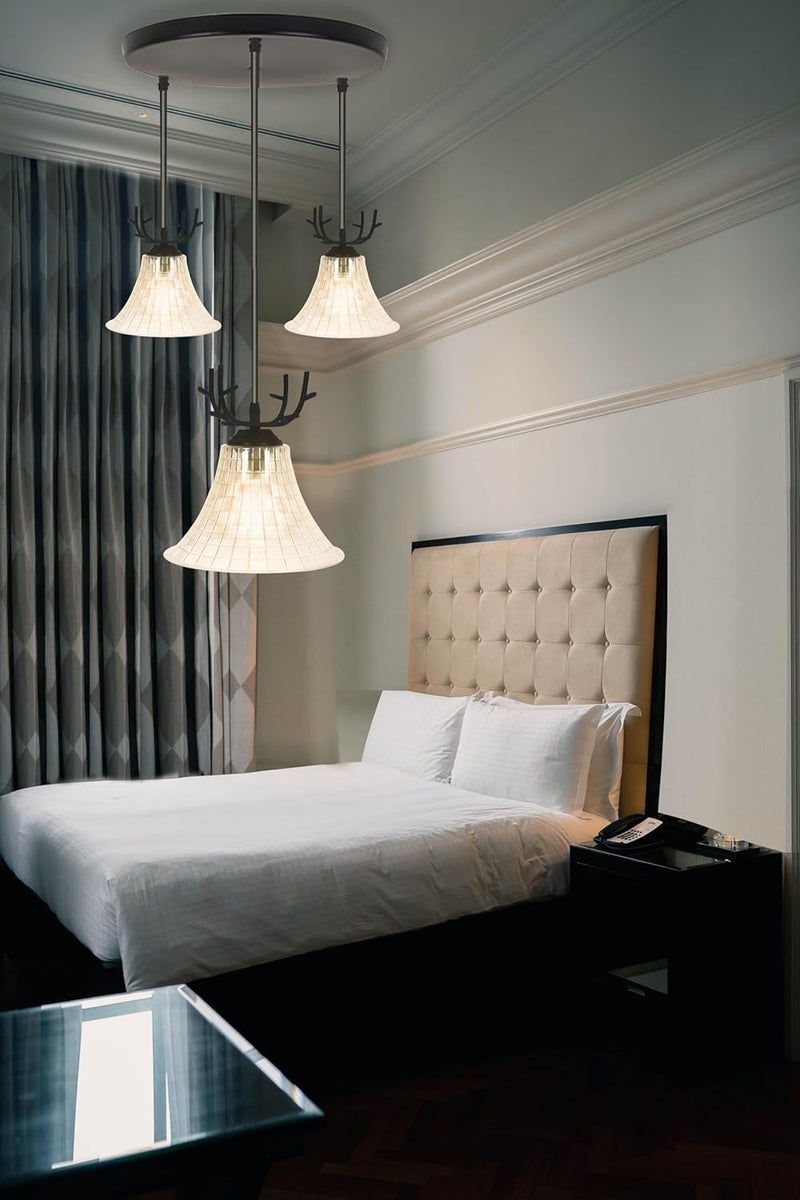 kinis 3D Curve Tapper Design Round Thaali Round Cluster Pendant Light/Cluster Hanging Light/Cluster Ceiling Light/Three Pendant Lamp to Décor Home/Living Room/Bedroom/Office/Dining/Cafe (with Bulb) - Image 4