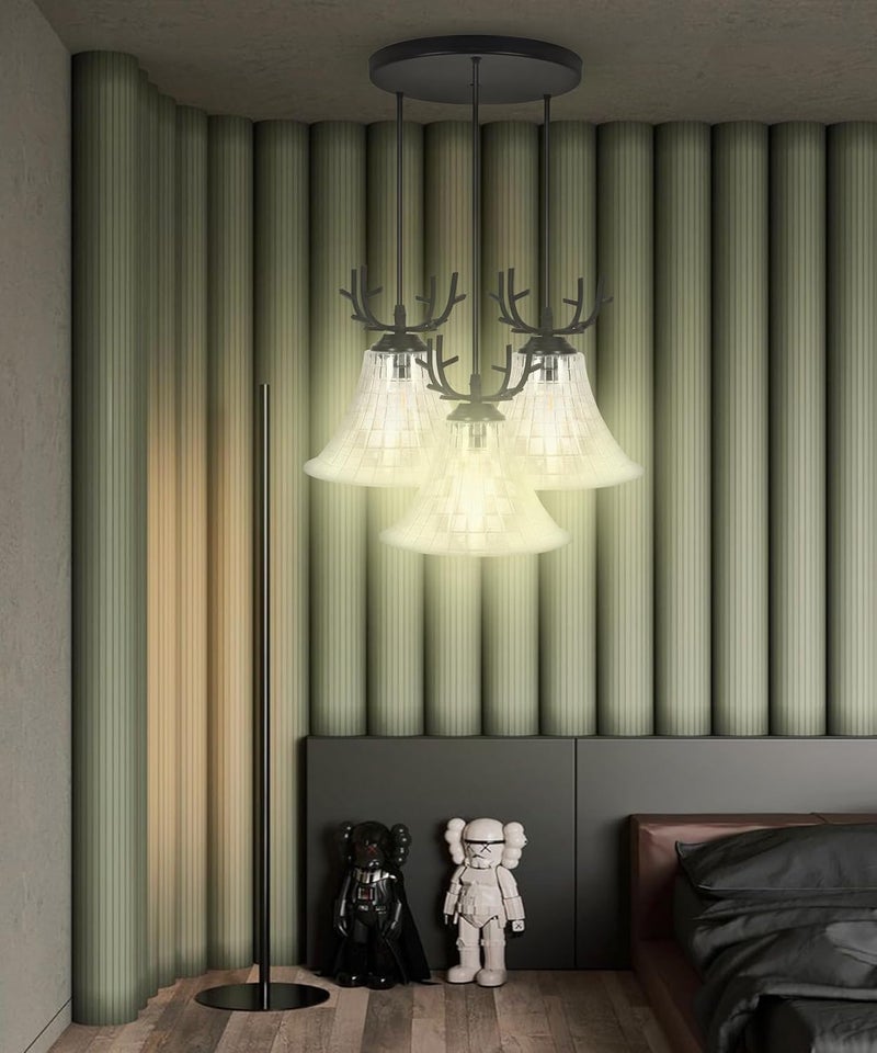 kinis 3D Curve Tapper Design Round Thaali Round Cluster Pendant Light/Cluster Hanging Light/Cluster Ceiling Light/Three Pendant Lamp to Décor Home/Living Room/Bedroom/Office/Dining/Cafe (with Bulb) - Image 3
