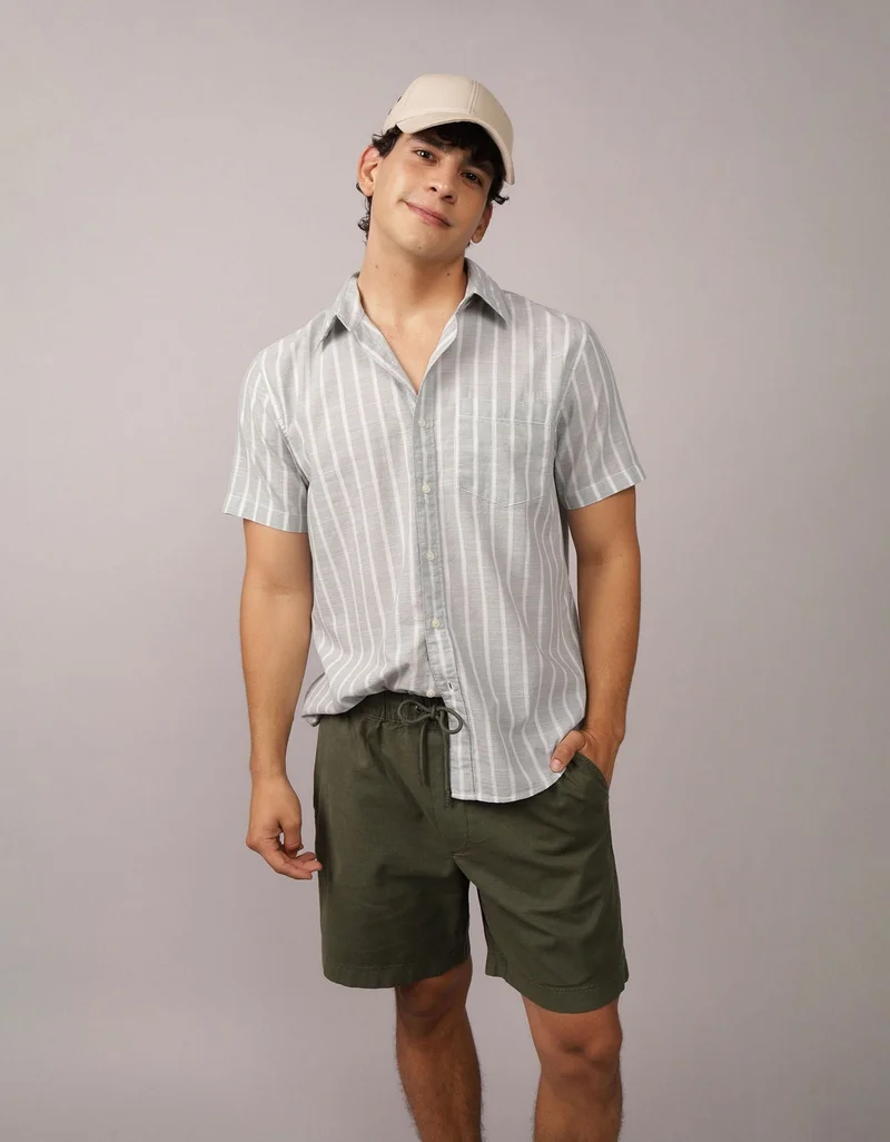 American Eagle AE Poolside Plaid Button-Up Shirt