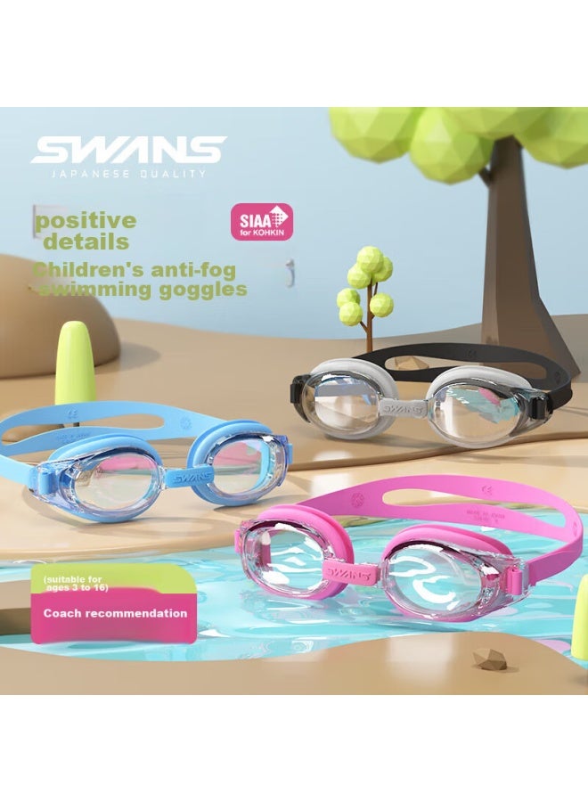 Swans Children's Imported Swimming Goggles And Cap, High-definition Waterproof Anti-fog Swimming Set For Boys And Girls, Seg1-2 Blue Whale - Image 2