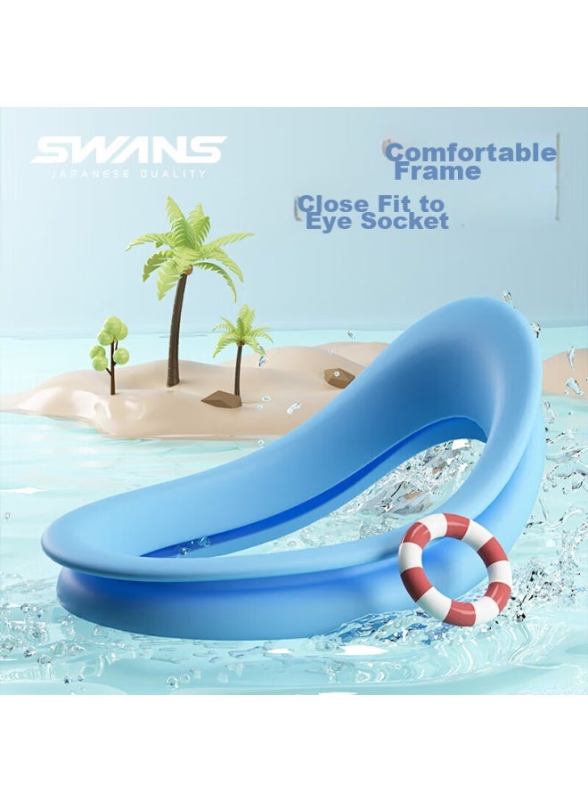 Swans Children's Imported Swimming Goggles And Cap, High-definition Waterproof Anti-fog Swimming Set For Boys And Girls, Seg1-2 Blue Whale - Image 4