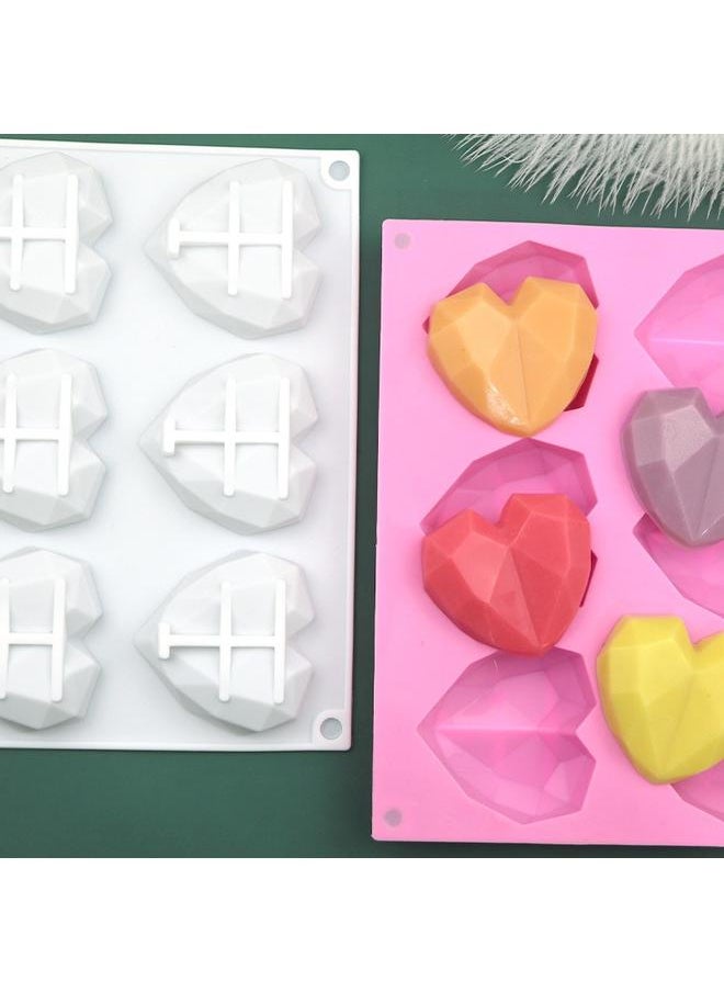 yongsheng 2PCS Diamond Heart Silicone Cake Chocolate Mold Silicone Baking Pan Mold for DIY Cake Dessert 3D Diamond Love Heart Shaped Mould  - Image 1
