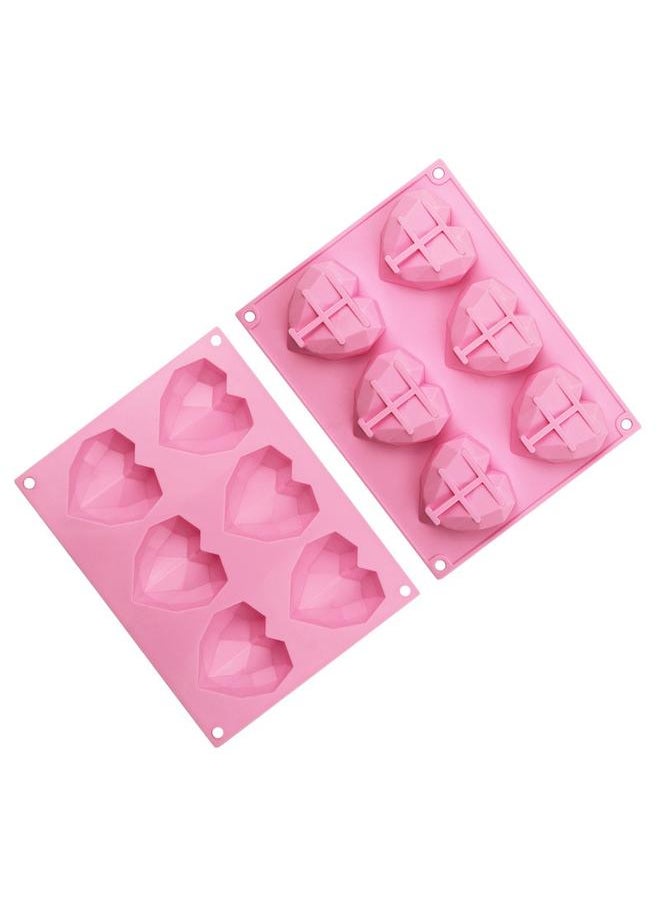 yongsheng 2PCS Diamond Heart Silicone Cake Chocolate Mold Silicone Baking Pan Mold for DIY Cake Dessert 3D Diamond Love Heart Shaped Mould  - Image 2