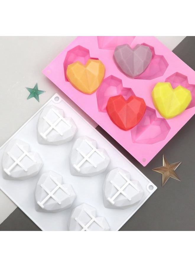 yongsheng 2PCS Diamond Heart Silicone Cake Chocolate Mold Silicone Baking Pan Mold for DIY Cake Dessert 3D Diamond Love Heart Shaped Mould  - Image 4