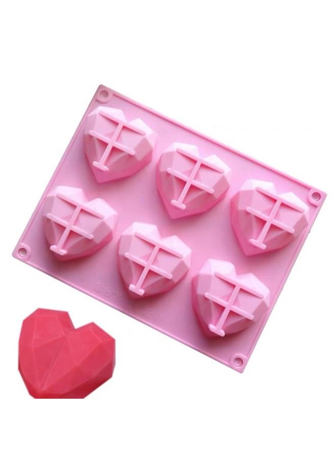 yongsheng 2PCS Diamond Heart Silicone Cake Chocolate Mold Silicone Baking Pan Mold for DIY Cake Dessert 3D Diamond Love Heart Shaped Mould  - Image 5