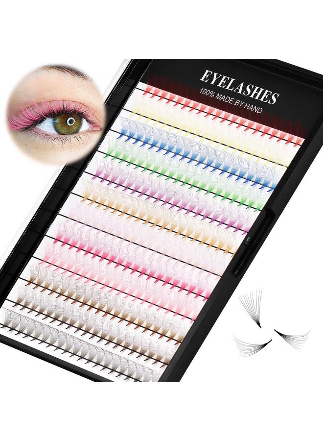 Hannahool 12 Colors Mix 240Pcs 10D Premade Fans Nature Long Volume Eye Lashes Extensions Soft And Light Weight Colorful Individual False Eyelashes Cluster 8-16Mm To Choose (15Mm) - Image 1