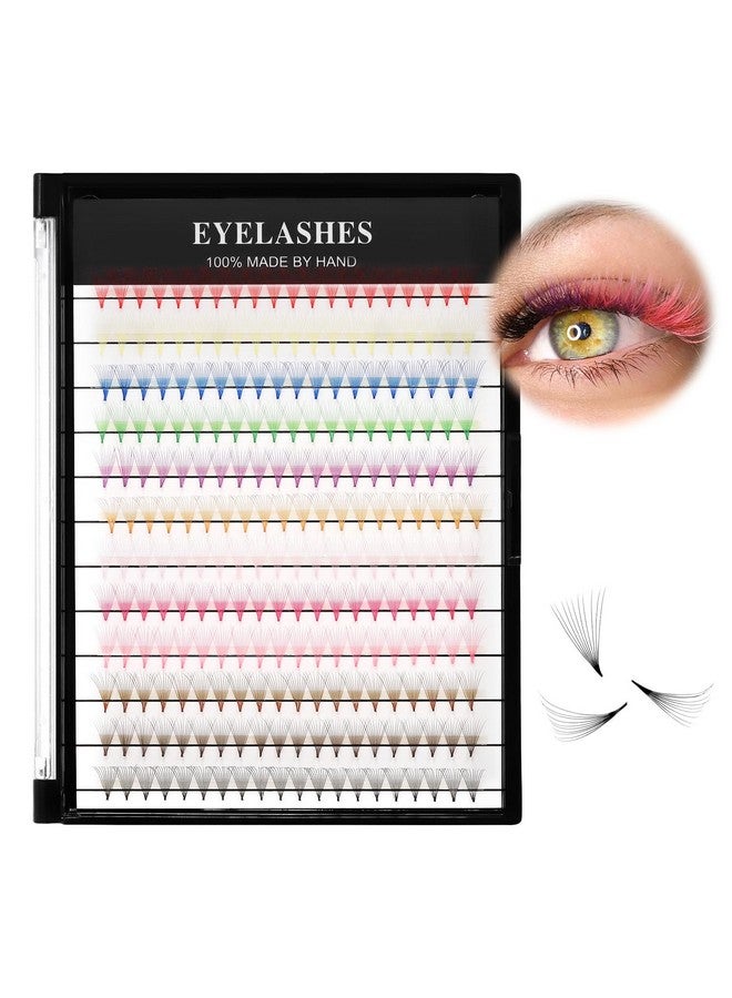 Hannahool 12 Colors Mix 240Pcs 10D Premade Fans Nature Long Volume Eye Lashes Extensions Soft And Light Weight Colorful Individual False Eyelashes Cluster 8-16Mm To Choose (15Mm) - Image 2