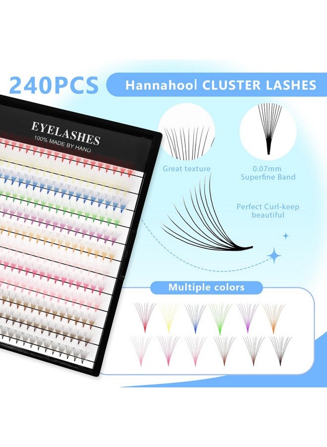 Hannahool 12 Colors Mix 240Pcs 10D Premade Fans Nature Long Volume Eye Lashes Extensions Soft And Light Weight Colorful Individual False Eyelashes Cluster 8-16Mm To Choose (15Mm) - Image 3