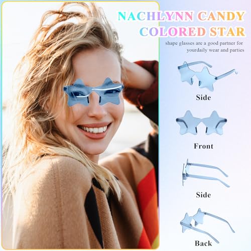 NACHLYNN 12 Pcs Transparent Sunglasses Multicolor Rimless Star Shaped Sunglasses Pentagram Glasses for Costumes Cosplay - Image 5