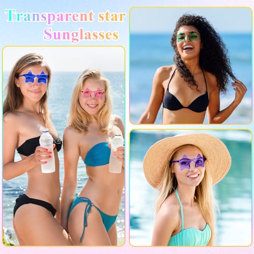 NACHLYNN 12 Pcs Transparent Sunglasses Multicolor Rimless Star Shaped Sunglasses Pentagram Glasses for Costumes Cosplay - Image 4