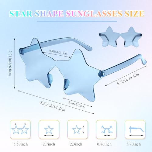 NACHLYNN 12 Pcs Transparent Sunglasses Multicolor Rimless Star Shaped Sunglasses Pentagram Glasses for Costumes Cosplay - Image 3