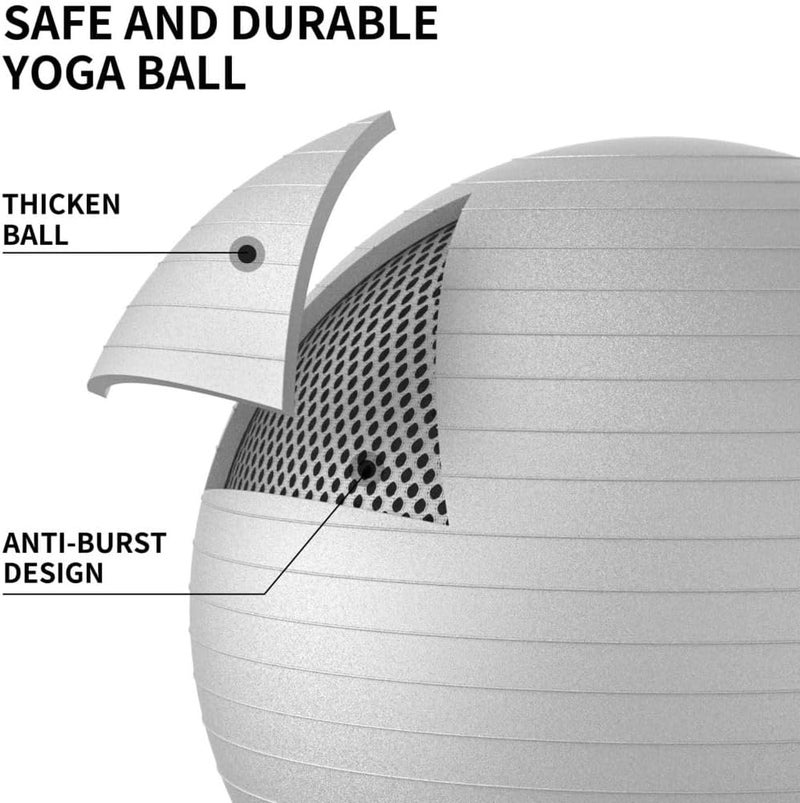 PROIRON Exercise Ball Anti-Burst Yoga Ball Chair with Quick Pump Slip Resistant Gym Ball Supports 500KG Balance Ball for Pilates Yoga Birthing Pregnancy Stability Gym Workout Training - Image 3