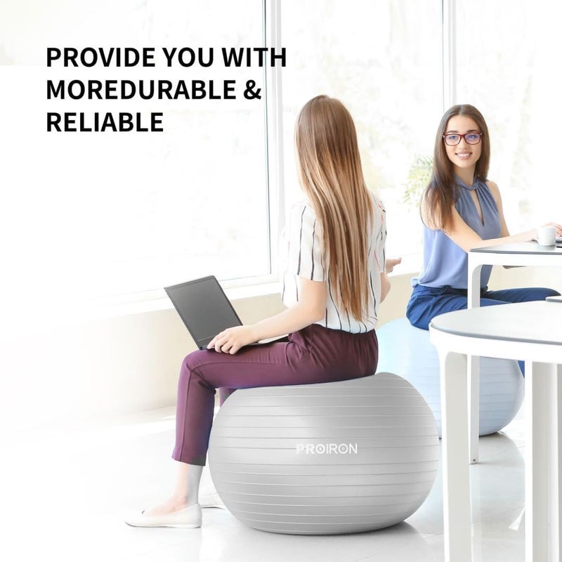 PROIRON Exercise Ball Anti-Burst Yoga Ball Chair with Quick Pump Slip Resistant Gym Ball Supports 500KG Balance Ball for Pilates Yoga Birthing Pregnancy Stability Gym Workout Training - Image 5