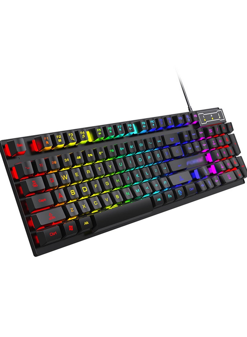 لوحة مفاتيح سلكية مع إضاءة RGB قابلة للتعديل، مقاومة للماء والغبار، إضاءة قابلة للتحكم، مناسبة للمكتب والألعاب والرياضات الإلكترونية - Image 1