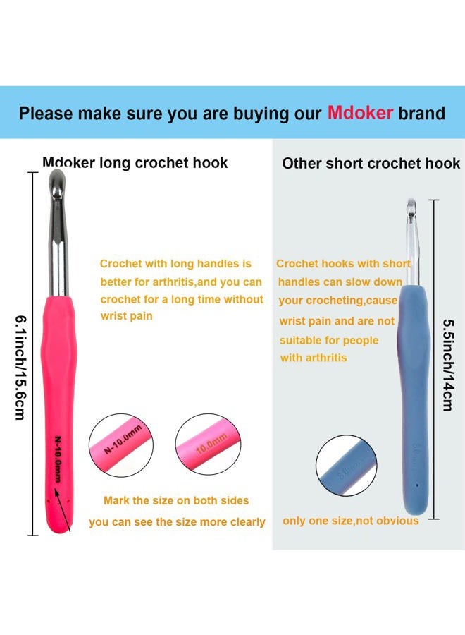 Mdoker Extra Long Crochet Hooks,Large Size L/11(8.0mm) Crochet Needles,Ergonomic Grip Soft Handles for Handmade DIY Crocheting,Perfect for Arthritic Hands - Image 3