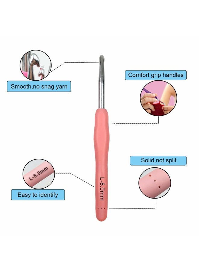 Mdoker Extra Long Crochet Hooks,Large Size L/11(8.0mm) Crochet Needles,Ergonomic Grip Soft Handles for Handmade DIY Crocheting,Perfect for Arthritic Hands - Image 2