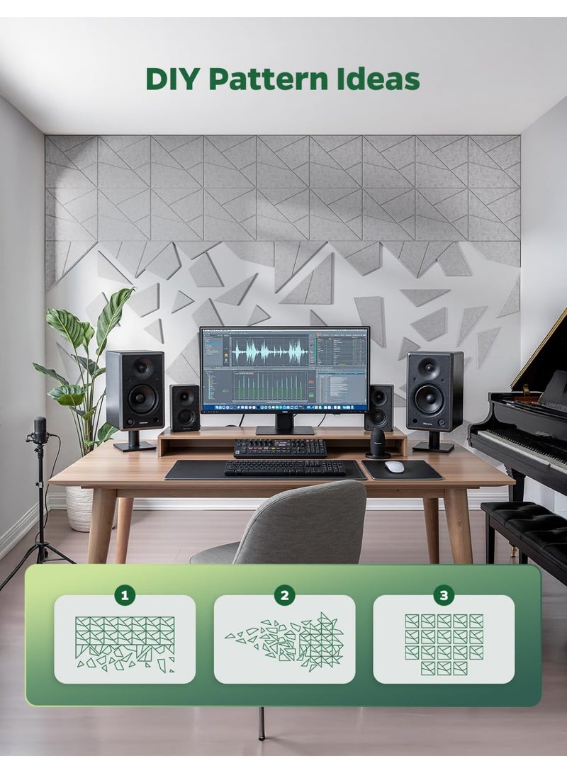 INSIJAM 12 Pack Acoustic Wall Panels with Self-Adhesive 30CM x 30CM Sound Proof Foam Panels  Decorative Soundproof Wall Panels Sound Proof Absorbing Tiles for Office Recording Studio Game Room Pared - Image 2