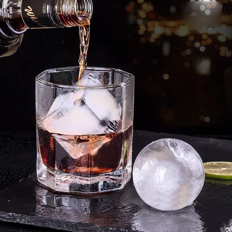 SPRQCART Ice Cube Trays Set of 2 Sphere Ice Ball Maker with Lid Large Square Ice Cube Maker for Whiskey Cocktails and Homemade Keep Drinks Chilled Square Round Ice Cubes - Image 2