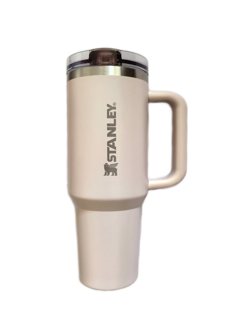 Stanley 40oz Quencher ProTour Flip Straw Tumbler with Leakproof Lid |Built-In Straw & Handle | Cupholder Compatible for Travel | Insulated Stainless Steel Cup | BPA-Free | For Water, Iced Tea or Coffee, Smoothie and More,Cream(Beige) - Image 1