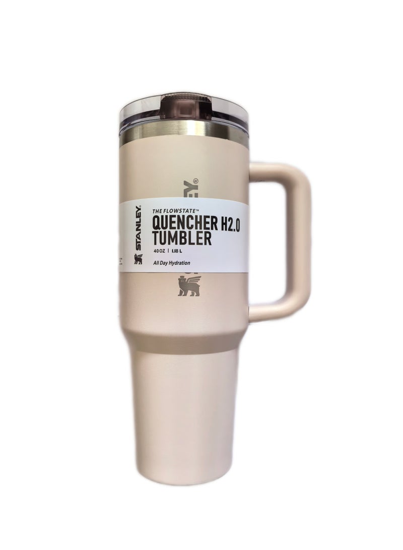 Stanley 40oz Quencher ProTour Flip Straw Tumbler with Leakproof Lid |Built-In Straw & Handle | Cupholder Compatible for Travel | Insulated Stainless Steel Cup | BPA-Free | For Water, Iced Tea or Coffee, Smoothie and More,Cream(Beige) - Image 2