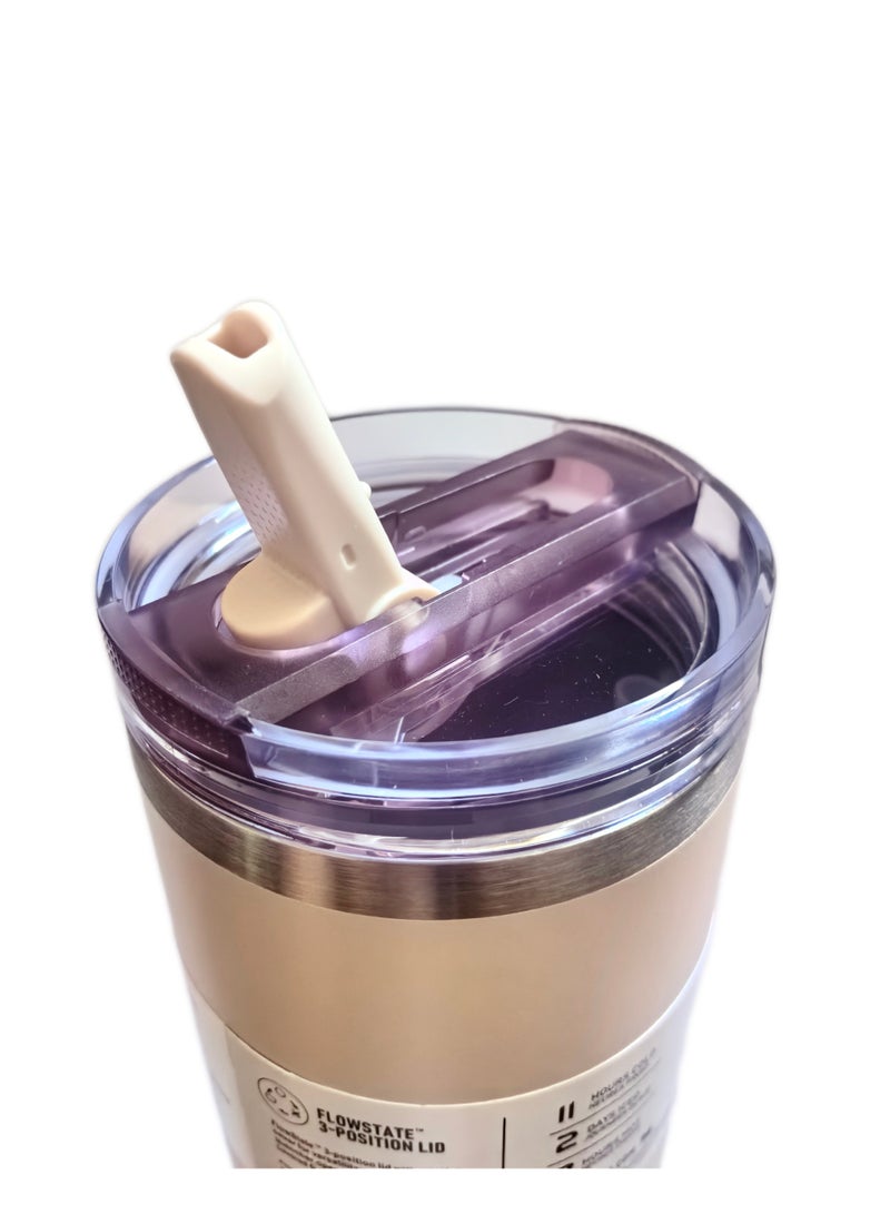 Stanley 40oz Quencher ProTour Flip Straw Tumbler with Leakproof Lid |Built-In Straw & Handle | Cupholder Compatible for Travel | Insulated Stainless Steel Cup | BPA-Free | For Water, Iced Tea or Coffee, Smoothie and More,Cream(Beige) - Image 3