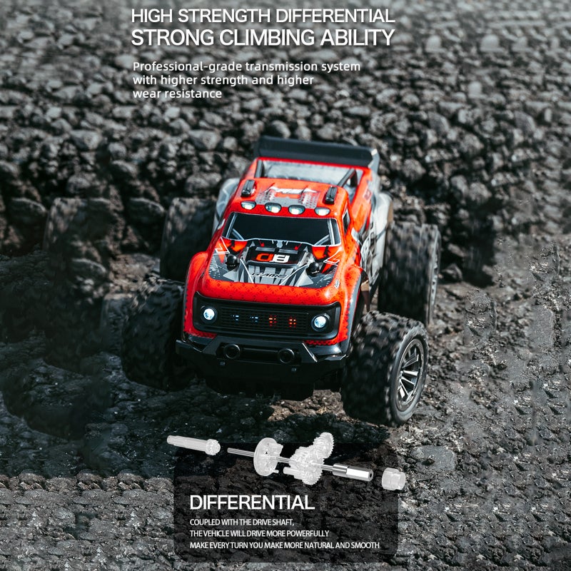 Remote Control Car 2.4GHz 1/20 All Terrain Remote Control Short Truck 25KM/H High Speed Off Road Car with LED Light Full Proportional Throttle 3 Battery - Image 3