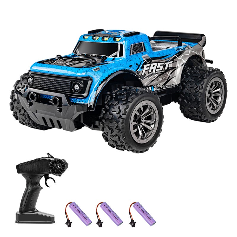 Remote Control Car 2.4GHz 1/20 All Terrain Remote Control Short Truck 25KM/H High Speed Off Road Car with LED Light Full Proportional Throttle 3 Battery - Image 1