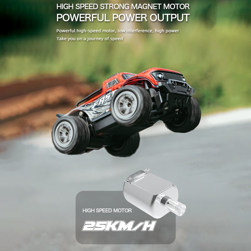 Remote Control Car 2.4GHz 1/20 All Terrain Remote Control Short Truck 25KM/H High Speed Off Road Car with LED Light Full Proportional Throttle 3 Battery - Image 2